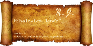 Mihalovics Jenő névjegykártya